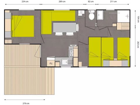 MOBILE HOME 6 people - Standard 29m² - 3 bedrooms + terrace + TV