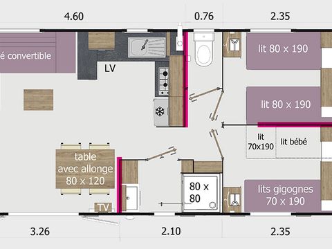 MOBILE HOME 6 people - 3 bedrooms 2 bathrooms