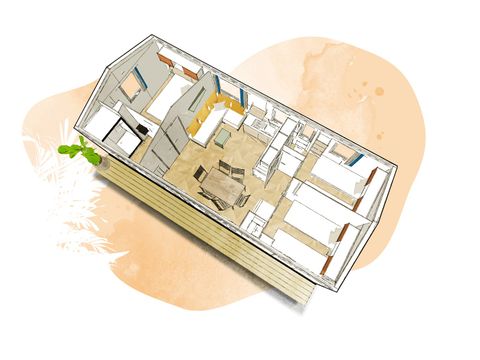 MOBILE HOME 6 people - New "QUARTIER PREMIUM" 3 bedroom 1 bathroom mobile home