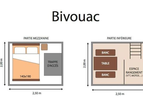 CANVAS AND WOOD TENT 2 people - Bivouac (without sanitary facilities)