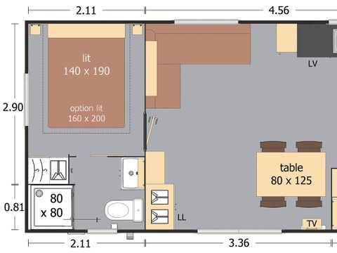 MOBILHOME 8 personnes - Rapidhome Modèle  3 chambres - 2 salles d'eau - Terrasse couverte