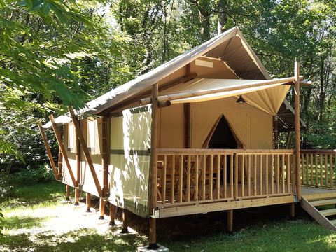 TENTE TOILE ET BOIS 5 personnes - Lodge PREMIUM - 2 chambres - avec sanitaires