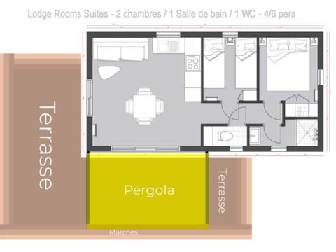 LODGE 6 personnes - Lodge Family 34,02 m² - 2 chambres + Terrasse + TV