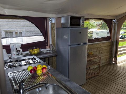 TENTE TOILE ET BOIS 5 personnes - Lodge NIAGARA 40m² avec Salle de bain (Samedi au Samedi)