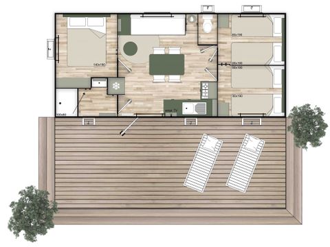 MOBILHOME 6 personnes - 33m² - 3 chambres 