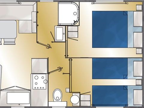 MOBILHOME 4 personnes - Mobil-home PREMIUM 26m² 2 chambres - terrasse intégrée de 8m²+ lave-vaisselle