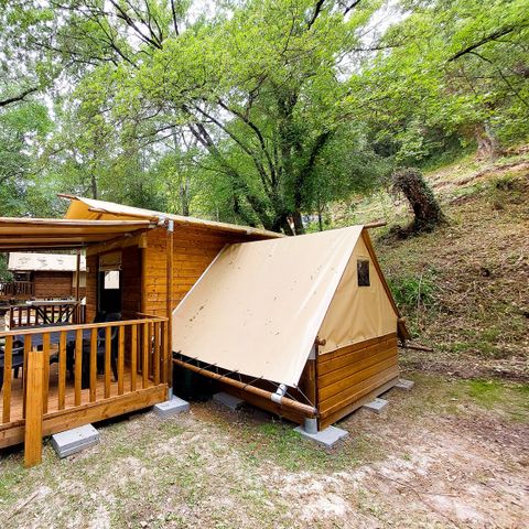 TENTE TOILE ET BOIS 4 personnes - Cabane “Tribu” avec cuisine, sans salle de bain