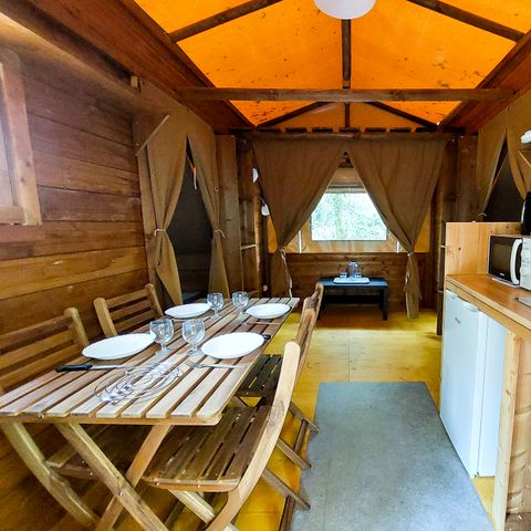 TENTE TOILE ET BOIS 4 personnes - Cabane “Tribu” avec cuisine, sans salle de bain