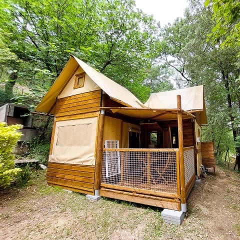 TENTE TOILE ET BOIS 4 personnes - Caba’tente avec salle de bain et cuisine