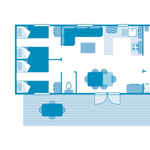 Stacaravan 7 personen - COTTAGE 6/7p 3 sl.k. met airconditioning