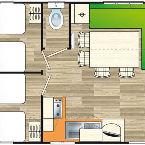 MOBILHOME 8 personnes - Mobil-home GRAND LARGE D 30m² / 3 chambres - terrasse couverte