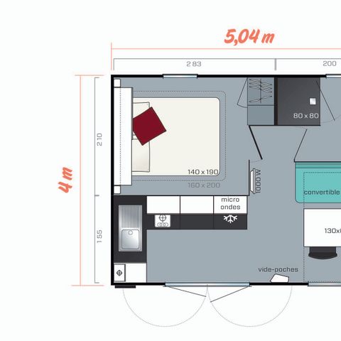 MOBILHOME 2 personnes - CAHITA RIVIERA  - 1 chambre