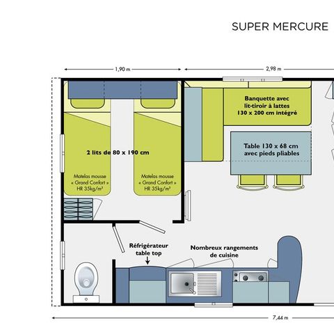 Stacaravan 4 personen - SUPER KWIK RIVIERA