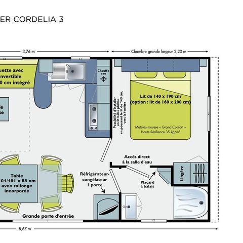 Stacaravan 6 personen - SUPER CORDELIA - 3 slaapkamers