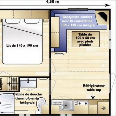 Stacaravan 2 personen - Paar (1 slaapkamer)