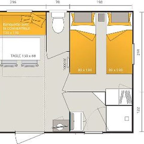 Stacaravan 4 personen - Chamarel + airconditioning