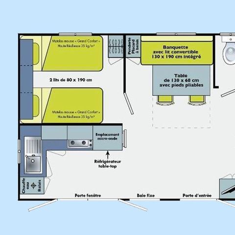 MOBILHEIM 4 Personen - RIVIERA CONFORT - 2 Schlafzimmer