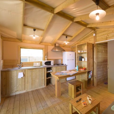 CANVAS AND WOOD TENT 4 people - Cosyflower Premium 38 m² - 2 bedrooms - TV + Dishwasher + Sheets + Towels