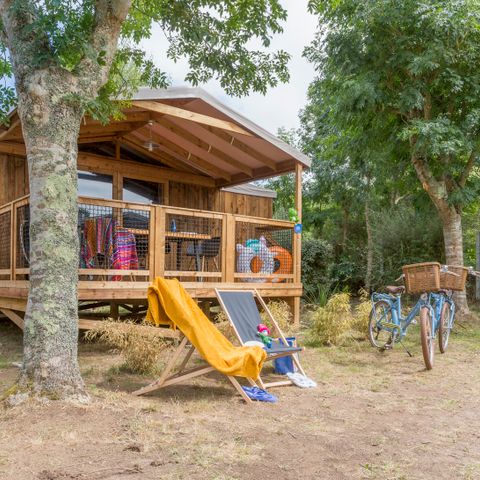 CANVAS AND WOOD TENT 4 people - Cosyflower Premium 38 m² - 2 bedrooms - TV + Dishwasher + Sheets + Towels