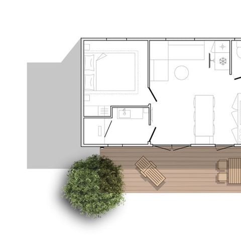 Stacaravan 6 personen - Stacaravan HORIZON Premium 33m² 3 kamers Overdekt terras