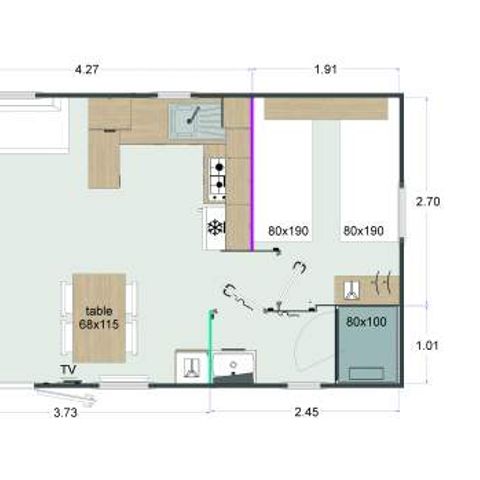 CASA MOBILE 4 persone - Premium - 32m² - 2 camere da letto