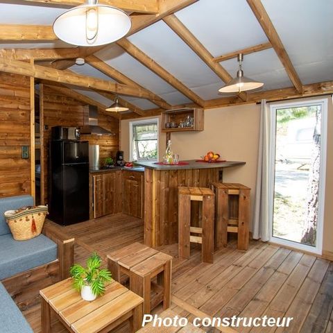 SAFARIZELT 5 Personen - Lodge-Hütte auf Stelzen - 2 Zimmer: 32 m² + 11 m² überdachte Terrasse