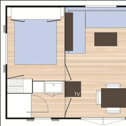 MOBILHEIM 6 Personen - Cottage Family - 3 Zimmer: 33 m² + 11 m² halbüberdachte Terrasse