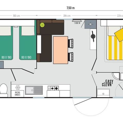 MOBILE HOME 6 people - Grand Confort 2 bedrooms sleeps 4/6