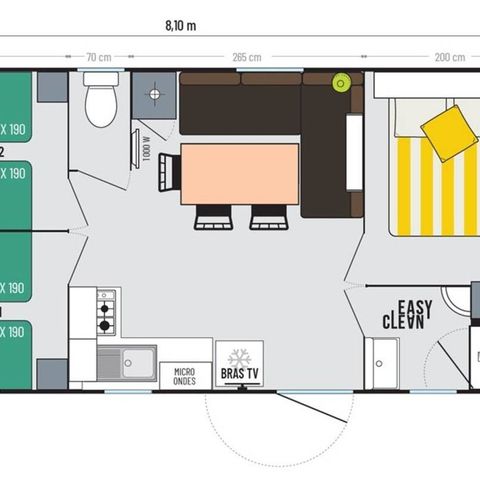 MOBILHEIM 8 Personen - Grand Confort 3 Zimmer 6/8 Plätze