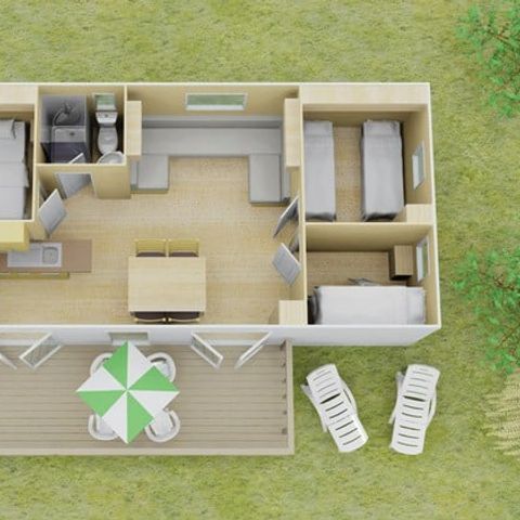 MOBILHOME 6 personas - Mobil-home | Confort | 3 Dormitorios | 6 Pers. | Terraza elevada | Aire acondicionado