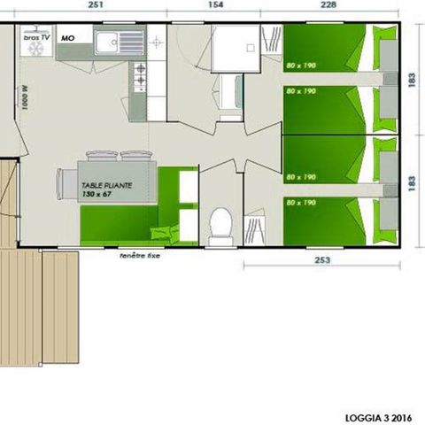 MOBILHOME 6 personas - Mobil-home | Confort | 3 Dormitorios | 6 Pers. | Terraza individual | Aire acondicionado.