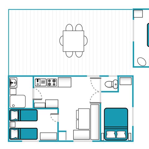 Stacaravan 6 personen - Mobil-Home Suite Charme 6p