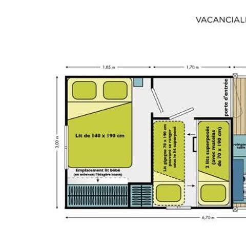 CANVAS BUNGALOW 5 people - Cabane Nature 2 bedrooms-without sanitary facilities-covered terrace-19m²-without TV