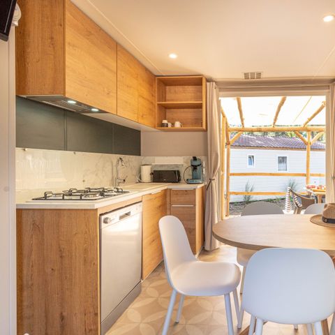 MOBILHOME 6 personnes - Garden 3ch-baignoire-TV-LV-plancha-terrasse couverte-33m² | PREMIUM