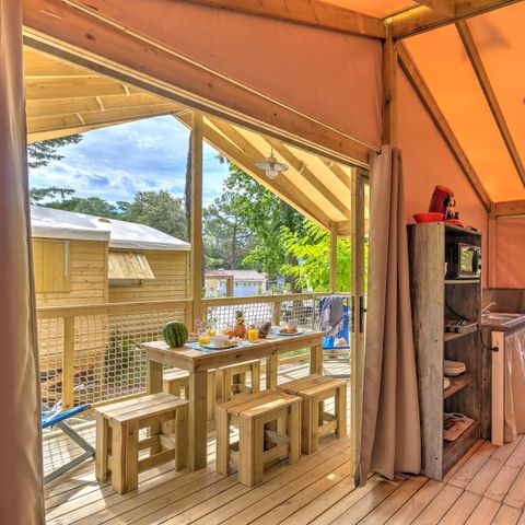 Lodge 5 personen - Cosyflower 2bed -TV-wasserij-overdekt terras-32m² | COMFORT