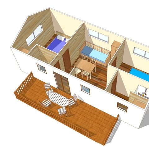 MOBILHOME 4 personnes - Comfort XL | 2 Ch. | 4 Pers. | Terrasse surélevée | Clim.