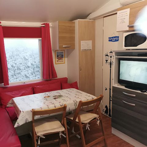 MOBILHEIM 4 Personen - 008 (2 Zimmer, 1 Duschraum) - Klimaanlage, Fernseher, Geschirrspülmaschine, Waschmaschine - Terrasse