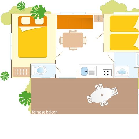 MOBILHOME 4 personas - Mobile Home Classic | 2 Dormitorios | 4 Pers | Terraza elevada