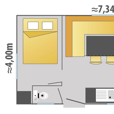 CASA MOBILE 6 persone - Casa mobile 28m² + terrazza semi-coperta in legno 12m² 4/6 pers.