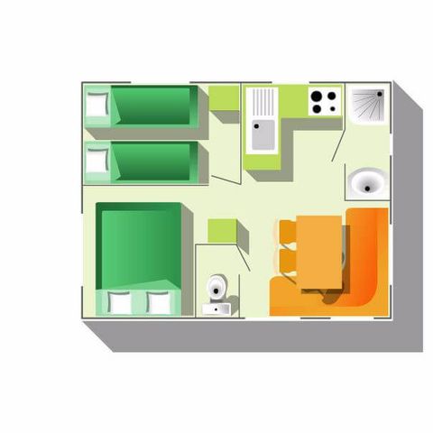 MOBILHOME 4 personnes - Mobil Home Bambou 3 Pièces 4 Personnes + TV