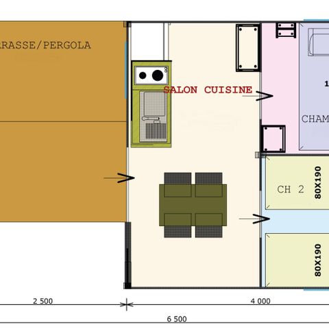 BUNGALOW DE LONA 4 personas - Funflower Standard 20m² / 2 habitaciones - terraza (sin baño)