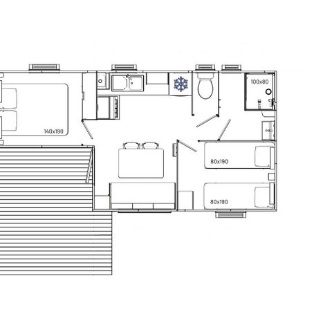 MOBILHOME 5 personnes - Mobil-home Confort 27m² / 2 chambres - terrasse semi-couverte