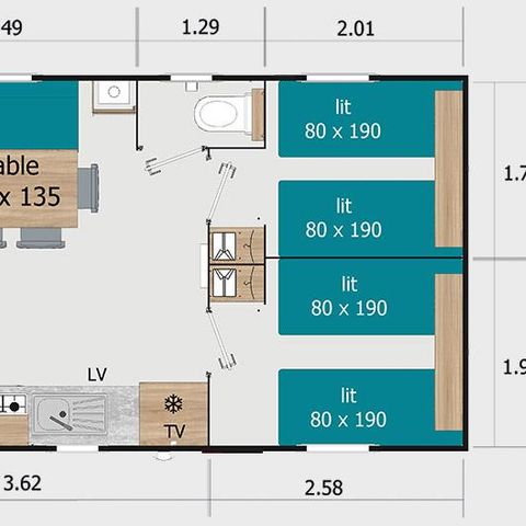 CASA MOBILE 6 persone - Lodge 8073 - 3 Camere da letto