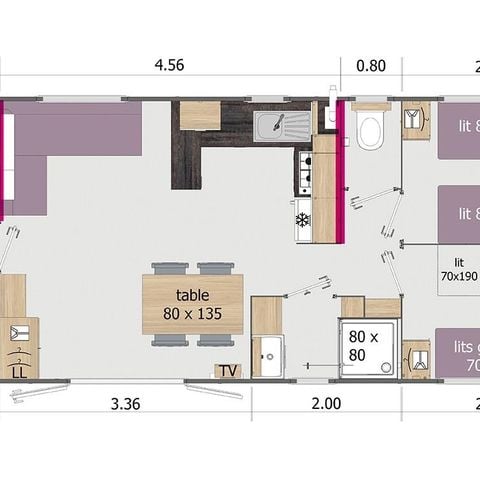 MOBILHOME 6 personnes -  Rapidhome Lodge - 3 chambres - 2 Sdb