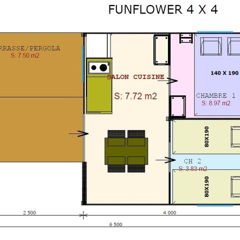 BUNGALOW TOILÉ 4 personnes - FUNFLOWER ECO sans sanitaire