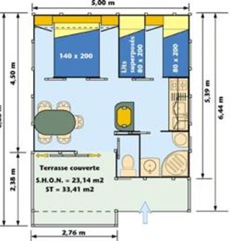 CHALET 5 personnes - 2 chambres (dimanche à dimanche du 07/07/24 au 01/09/24) 5 pers.