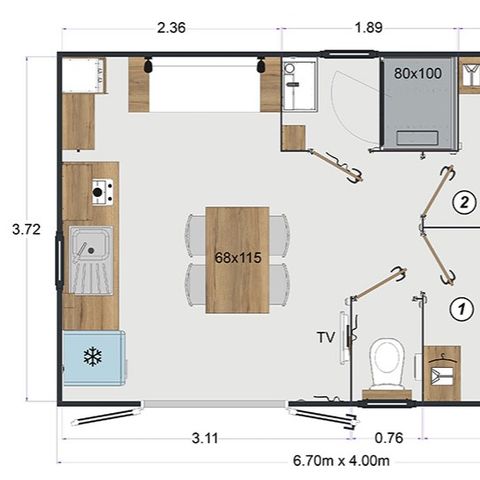 CASA MOBILE 4 persone - Casa mobile CABANE 2 camere da letto 24m² - Casa mobile