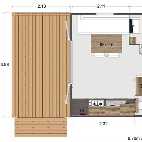 CASA MOBILE 6 persone - Casa mobile GRAND CONFORT 2 camere da letto 24m² TV