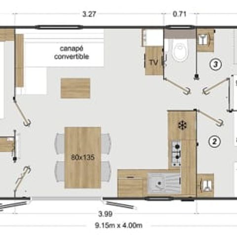 MOBILE HOME 6 people - Elite 3 bedrooms + deck + A/C