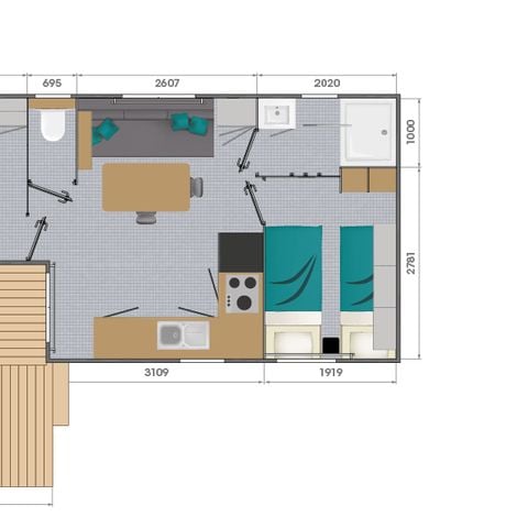 CASA MOBILE 4 persone - MOBIL-HOME SAVANAH 30M² con terrazza semi-coperta